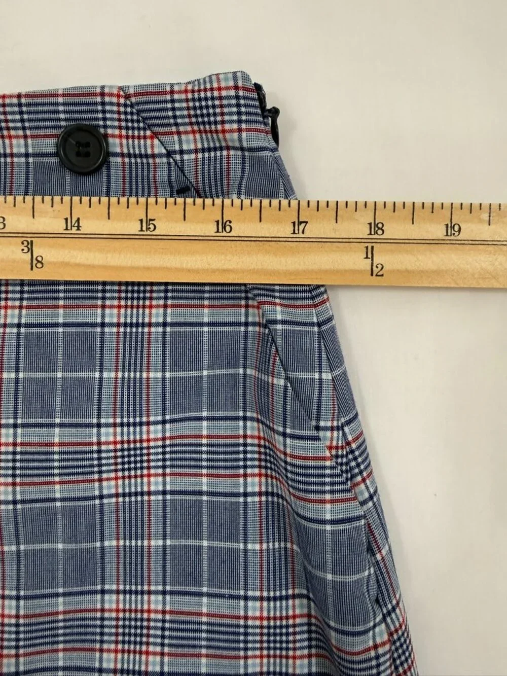 Riley & Rae Plaid A-Line Skirt Navy Red Light Blue Size 10